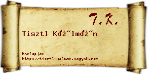 Tisztl Kálmán névjegykártya
